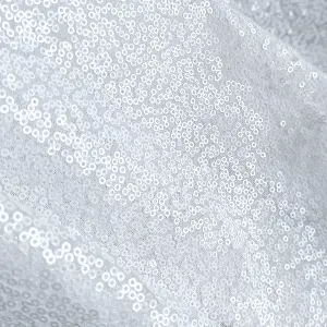 Neel Blue 50 Inch Round Sequin Tablecloth, White