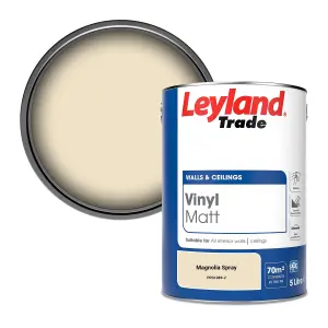 Leyland Trade Vinyl Matt Walls & Ceilings Emulsion Paint Magnolia Spray (PPG1089-2) 5L