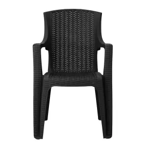 simpa Stackable Plastic Rattan Effect Garden Chair - Graphite Set of 2