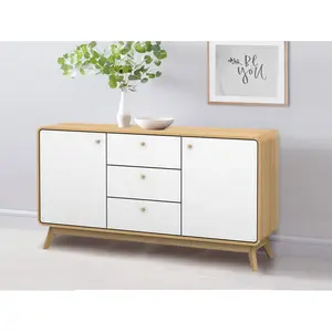 Justine 140Cm Wide 3 Drawer Sideboard Oak/White