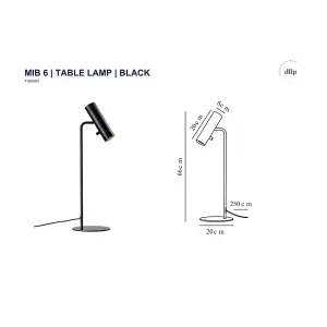 Nordlux DFTP Mib 6 Tiltable Living Bedroom Office Metal Table Lamp in Black (Diam) 6cm