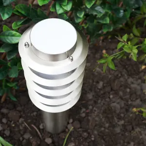 ValueLights Wharf 4 x Outdoor Stainless Steel Bollard Lantern Light Post - 450mm - Complete with 4w LED Candle Bulbs 3000K