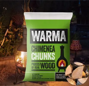 2 x Warma Chimenea Wood Chunks Kiln Dried Wood Logs Fire Pit Fuel 7kg