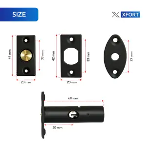 XFORT 2 Pack Mortice Door Bolts, Door Security Rack Bolt, Matt Black