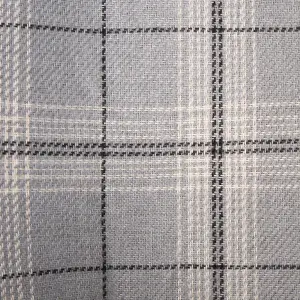 Woven Check Print Pair of Curtains, Grey - 46 x 54