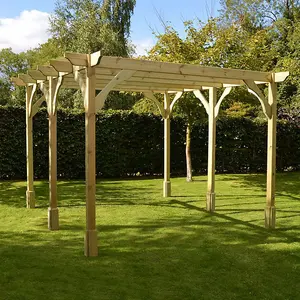 Premium Pergola 6 Posts - Wood - L300 x W720 x H270 cm - Light Green