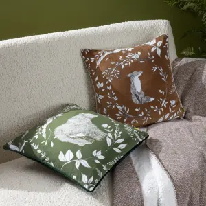 furn. Buckthorn Bear Velvet Piped Feather Rich Cushion