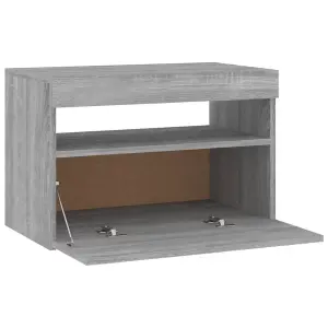 Berkfield TV Cabinet with LED Lights Grey Sonoma 60x35x40 cm