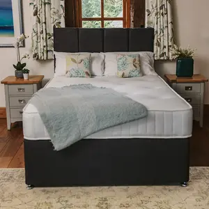 Pearl Orthopaedic Comfort Sprung Divan Bed Set 5FT King 4 Drawers  Continental - Naples Slate