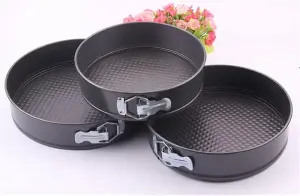 3Pc Non-Stick Spring Form Round Cake Pan Tin Tray Bakeware Set Kitchen