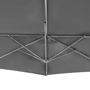 GardenKraft 14840 3m Charcoal Outdoor Cantilever Banana Garden Parasol