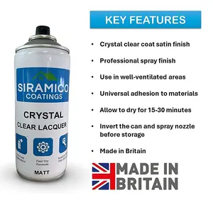 Crystal Clear Lacquer - 400ml - Matt Finish - Multi-Surface Lacquer Spray