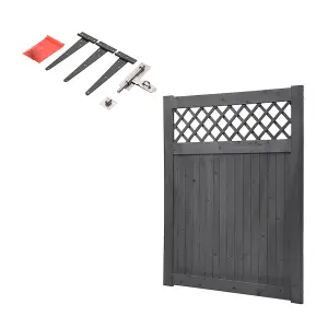 120cm W x 2.3cm D x 150cm H Grey Rhombus Garden Wood Fence Gate, Assembly Required Wooden Door