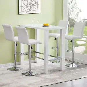 Jam Rectangular Glass White Bar Table 4 Ripple White Stools