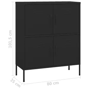 Berkfield Storage Cabinet Black 80x35x101.5 cm Steel