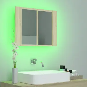 Berkfield LED Bathroom Mirror Cabinet Sonoma Oak 60x12x45 cm