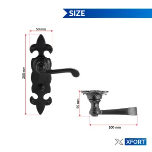 XFORT Antique Fleur De Lys Bathroom Handle, Internal Door Handles Sets