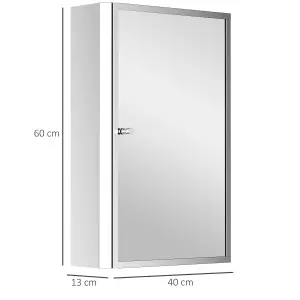 HOMCOM Mirror Cabinet Shelves Bathroom Storage Stainless Steel Wall Cabinet