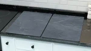 ALLboards Glass Chopping Board ANTHRACITE MARBLE 2 Set 52x30cm Cutting Board Splashback Worktop Saver for Kitchen Hob Protection