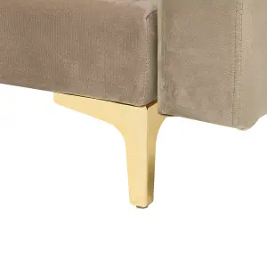 Corner Sofa with Ottoman ABERDEEN Sand Beige Velvet Right Hand