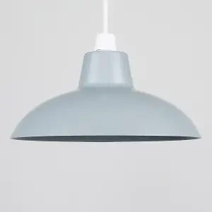 ValueLights Civic Pair of Retro Style Gloss Grey Metal Easy Fit Ceiling Pendant Light Shades