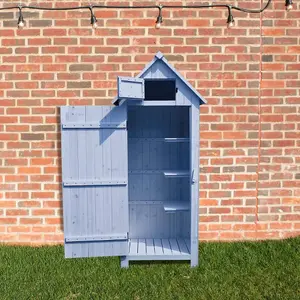 Outdoor Bideford Garden Wooden Storage Cabinet Tool Shed - Blue