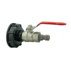 IBC Tank Cap Kit 2 Inch S60X6 with Lever Valve, Male Quick Connector and PTFE Tape for Durable Leak Proof Solution