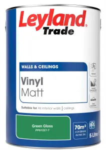 Leyland Trade Vinyl Matt Walls & Ceilings Emulsion Paint Green Gloss (PPG1227-7) 5L