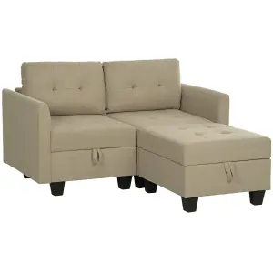 HOMCOM Modular Sectional Sofa with Storage, 2 Seater Sofa Set, Light Brown