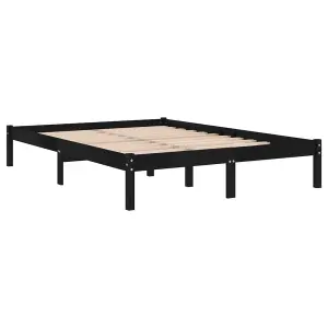 Berkfield Bed Frame Black Solid Wood 135x190 cm Double