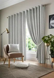 Wold Ring Top Curtains 168cm x 137cm Silver