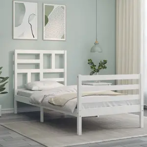 Berkfield Bed Frame with Headboard White 90x200 cm Solid Wood