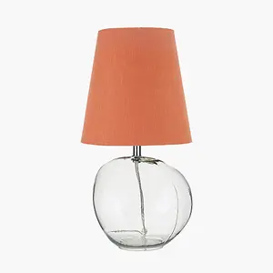 Clear Glass Table Lamp with Terracotta Shade