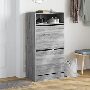 Berkfield Shoe Cabinet Grey Sonoma 60x34x116 Engineered Wood