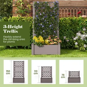 Costway Raised Garden Bed w/ Trellis Outdoor Self-Watering Planter Box Lattice Panels