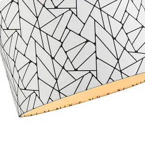 Off-White and Black Geometric Drum Lamp Shade with Inner Cotton Fabric Lining