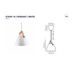 Nordlux DFTP Strap 16 Indoor Living Dining Metal Pendant Ceiling Light in White (Diam) 16.5cm