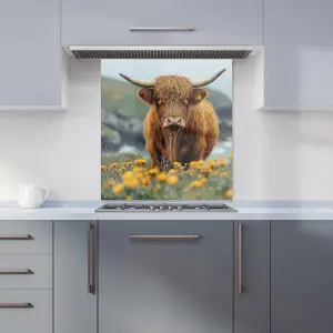 Highland Cow By The Coast Kitchen Splashback