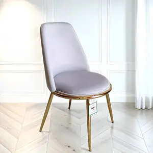 4x Riviera Grey Luxury Velvet Dining Chairs With Gold Legs