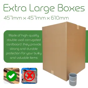 Tall Strong Double Wall Extra Large Cardboard Boxes 18" x 18" x 24" Storage Packing Moving House Sturdy Shipping Boxes, Pack of 40