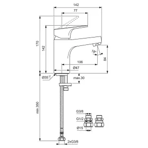 Ideal Standard Cerabase single lever basin mixer tap, BD053AA, chrome