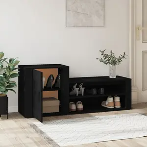 Berkfield Shoe Cabinet Black 130x35x54 cm Engineered Wood