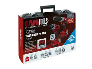 Olympia OLPX20STP2 20V Li-ion Cordless Drill & Impact Driver 2x Battery Charger