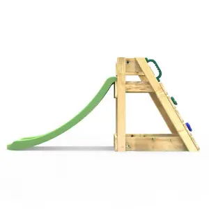 Rebo 4ft Toddler Adventure Slide with Wooden Platform and Climbing Wall - Green