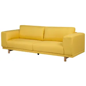 3 Seater Fabric Sofa Yellow NIVALA