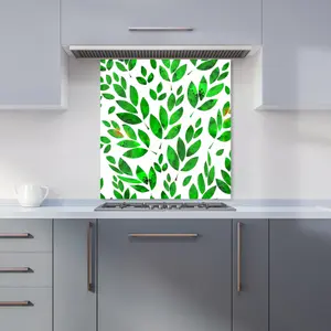 Watercolor Abstract Leaves Premium Glass Kitchen Splashback W600mm x H750mm