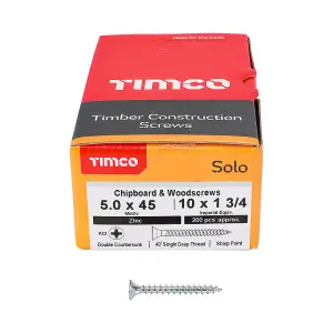 TIMCO Solo Countersunk Silver Woodscrews - 5.0 x 45 (200pcs)