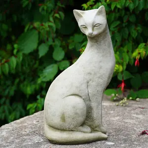 Siamese Cat A Stone Statue Animal Kitten British Made Sculpture Outdoor Pet Garden Ornament