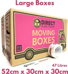 10 Mixed Boxes Extra Large and Large House Moving Storage Packing Boxes with Fragile Tape Carry Handles & Room Checklist