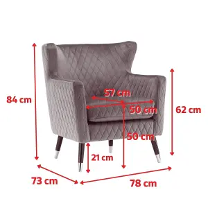 Velvet Light Grey Alessia Accent Chair